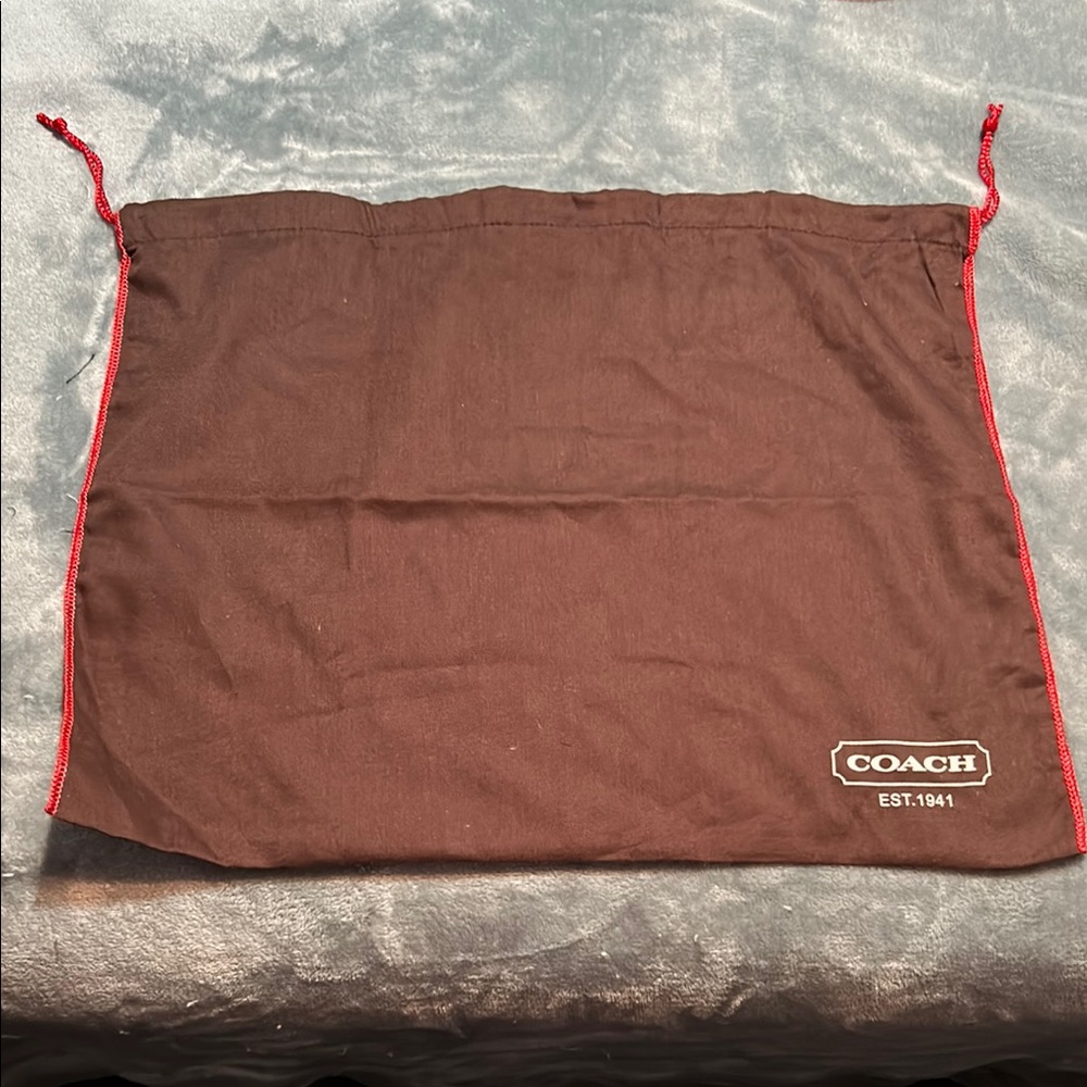 Coach Brown Drawstring Bag with Red Accents